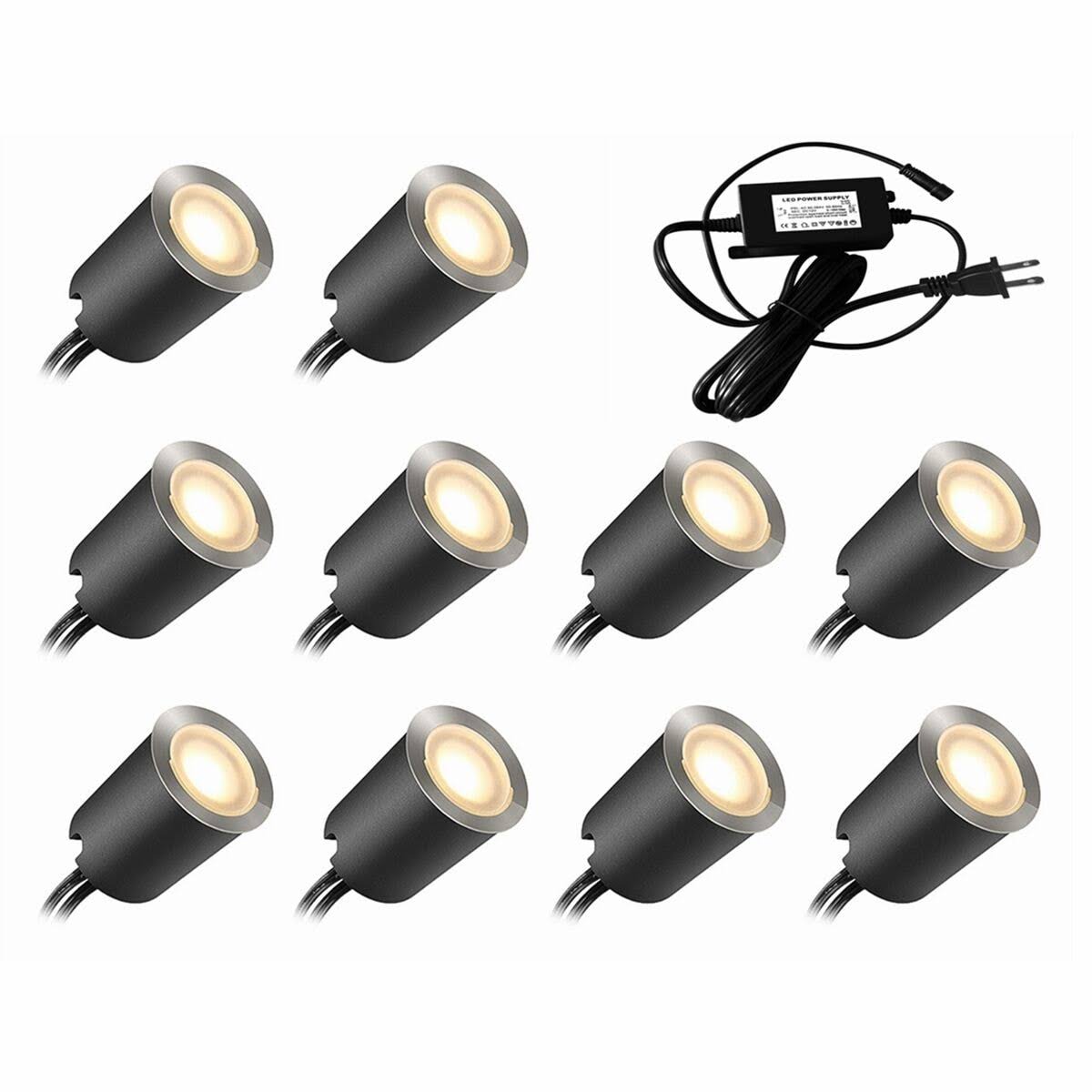 10-pcs 12V IP67 Waterproof Recessed LED Deck Light Kits P670