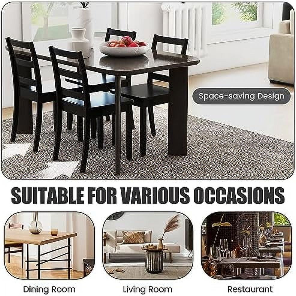 Dining Chairs Set of 2 Ladder Back Solid Rubber Wood Legs F90852