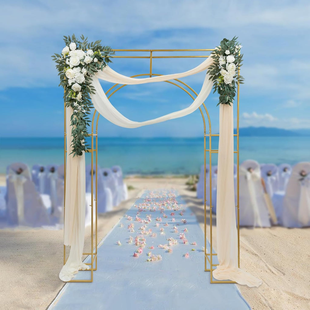 Gold Metal Arch Backdrop Stand, 7.87x5.91 FT V32458