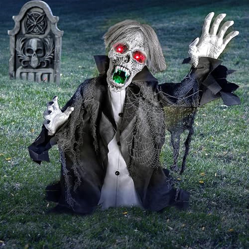 Animatronic Zombie Groundbreaker Outdoor Decoration with Light and Sound I9668