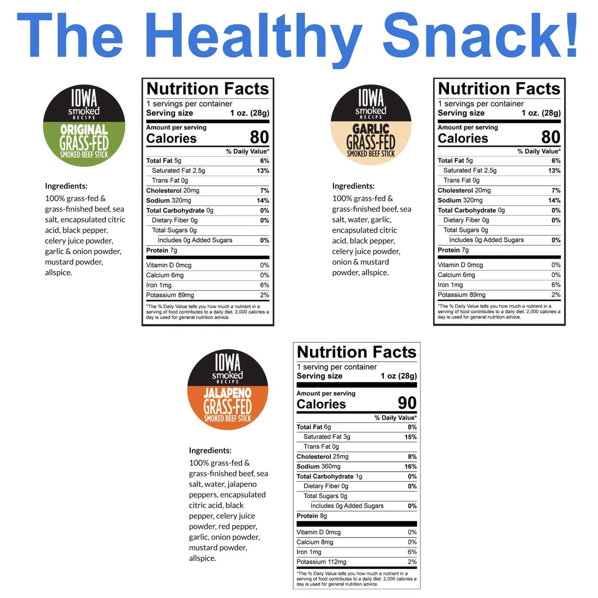 100% Grass-fed Beef Sticks, No Sugar, 144 Ct, 1-oz E767