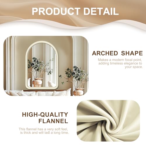 Cream White Arched Full Length Flannel Mirror R378