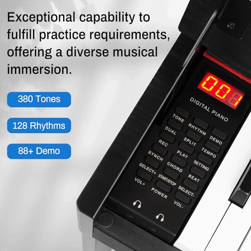 88 Keys Weighted Hammer Action Digital Piano with Furniture Stand & 3-Pedal Unit V576