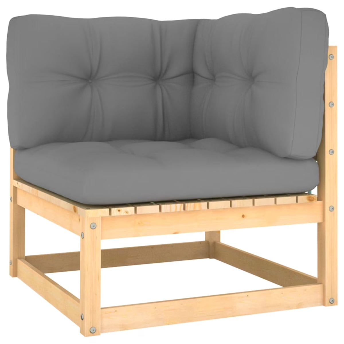Patio Corner Sofa with Gray Cushions Pinewood Outdoor Sofa P521953