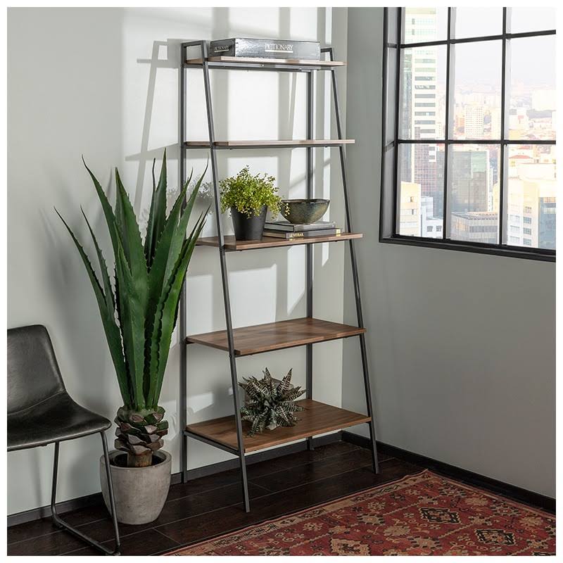 Mocha Wood Ladder Bookcase Q6051