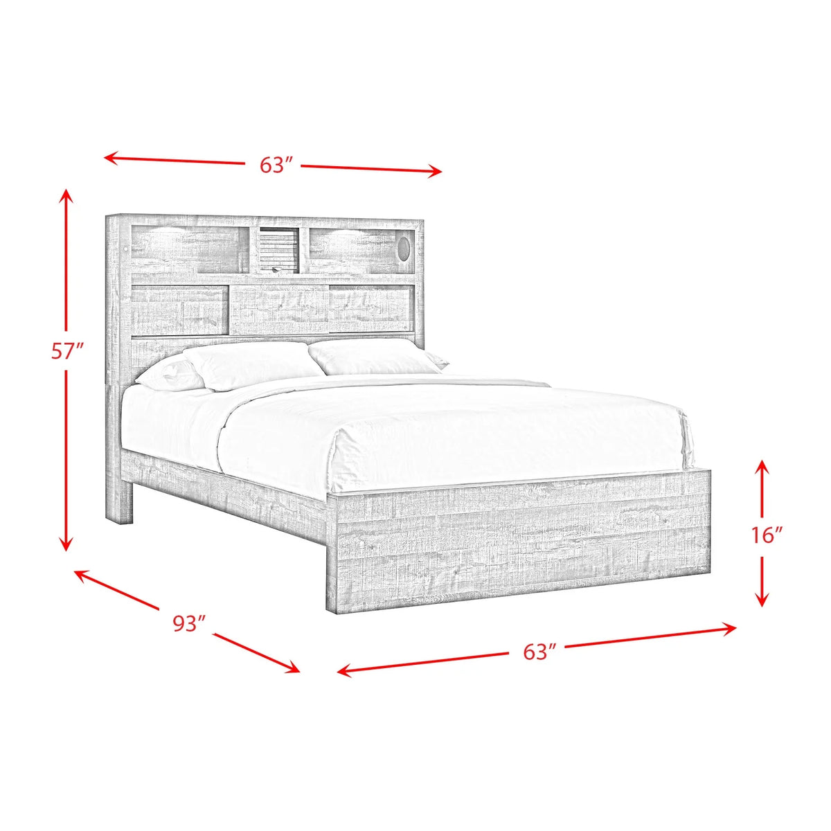 Queen Bookcase Panel 6PC Bedroom Set D40328