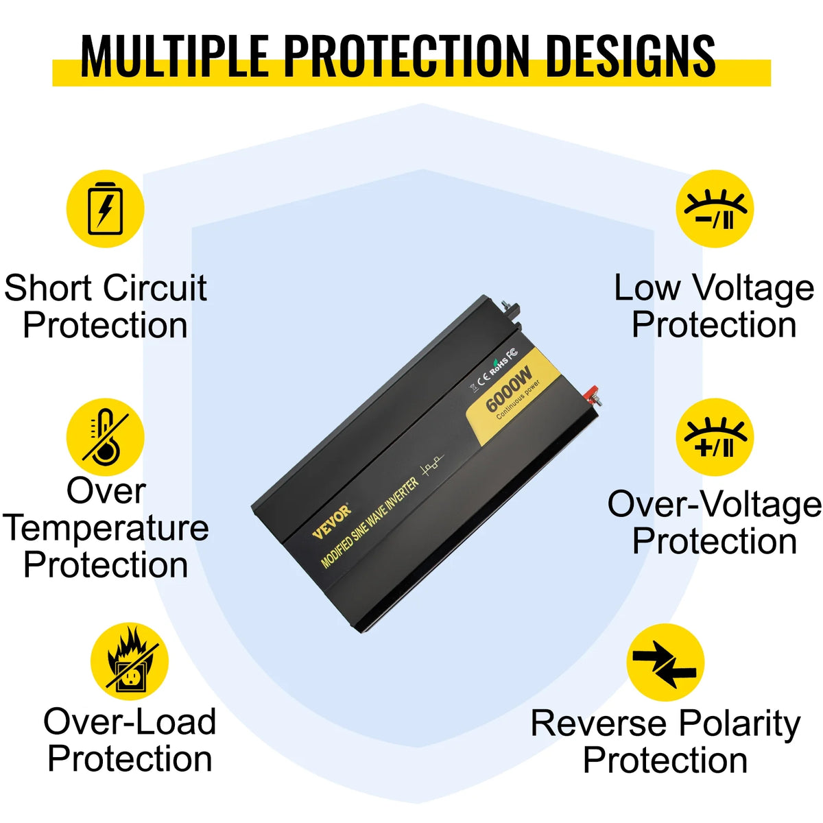 6000W Modified Sine Wave Power Inverter DC 12V to AC 120V with LCD Display L300368