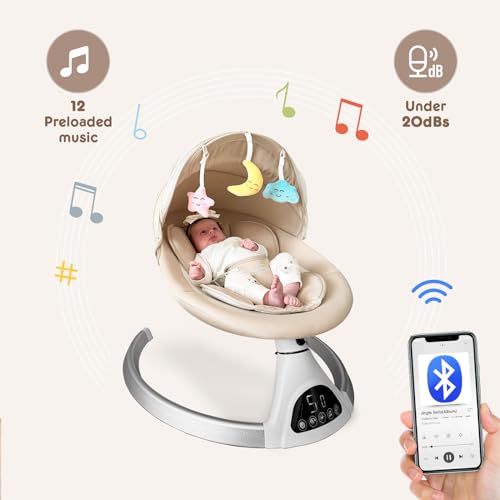 Pink Motorized Baby Swing with Bluetooth Music Speaker Q7241
