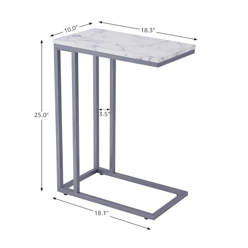 C-Shape Faux Marble Side Table with Metal Frame E64906