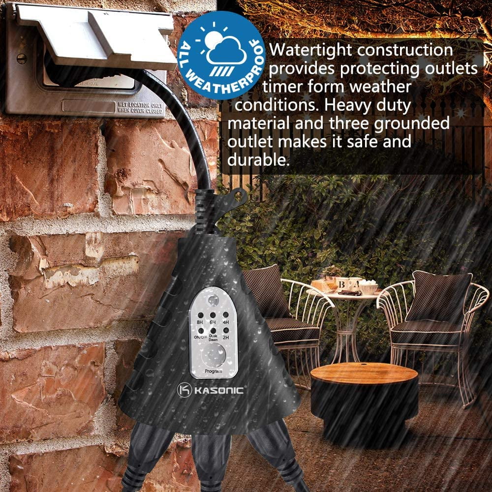 Black 3 Outlets Wireless Remote Control Outdoor Outlets Q37280