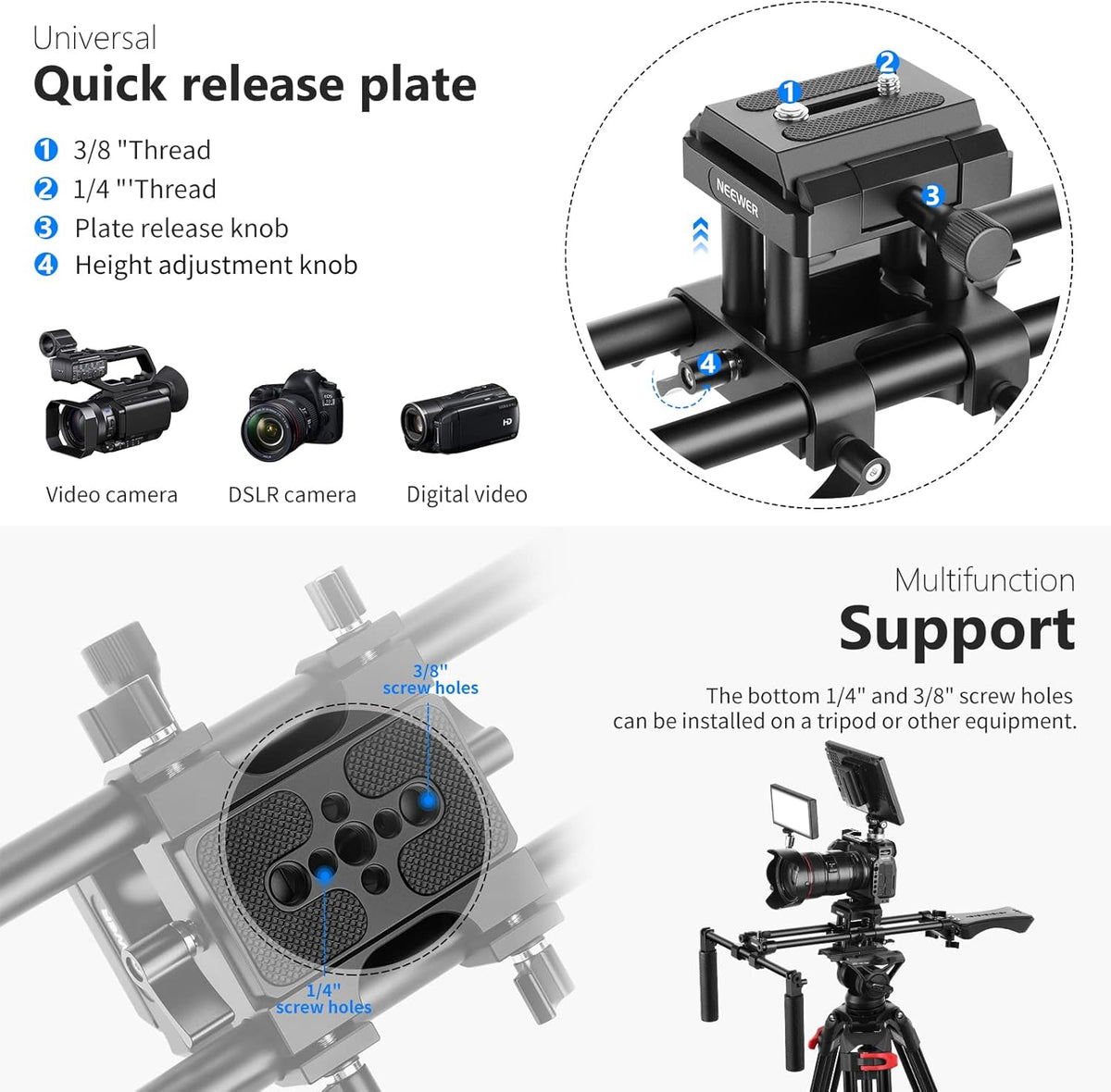 Aluminum Alloy Camera Shoulder Rig with 15mm Rod J295494
