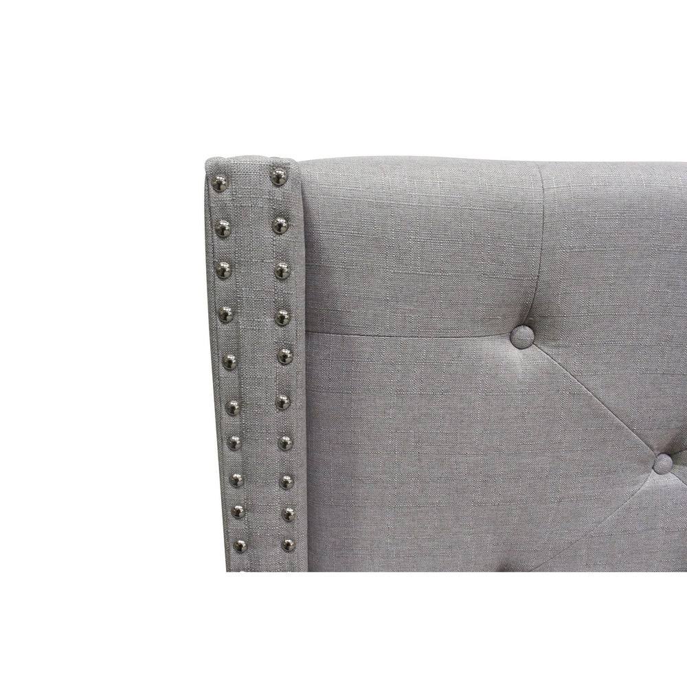 Beige Linen Blend Upholstered Wingback Platform Bed P476762