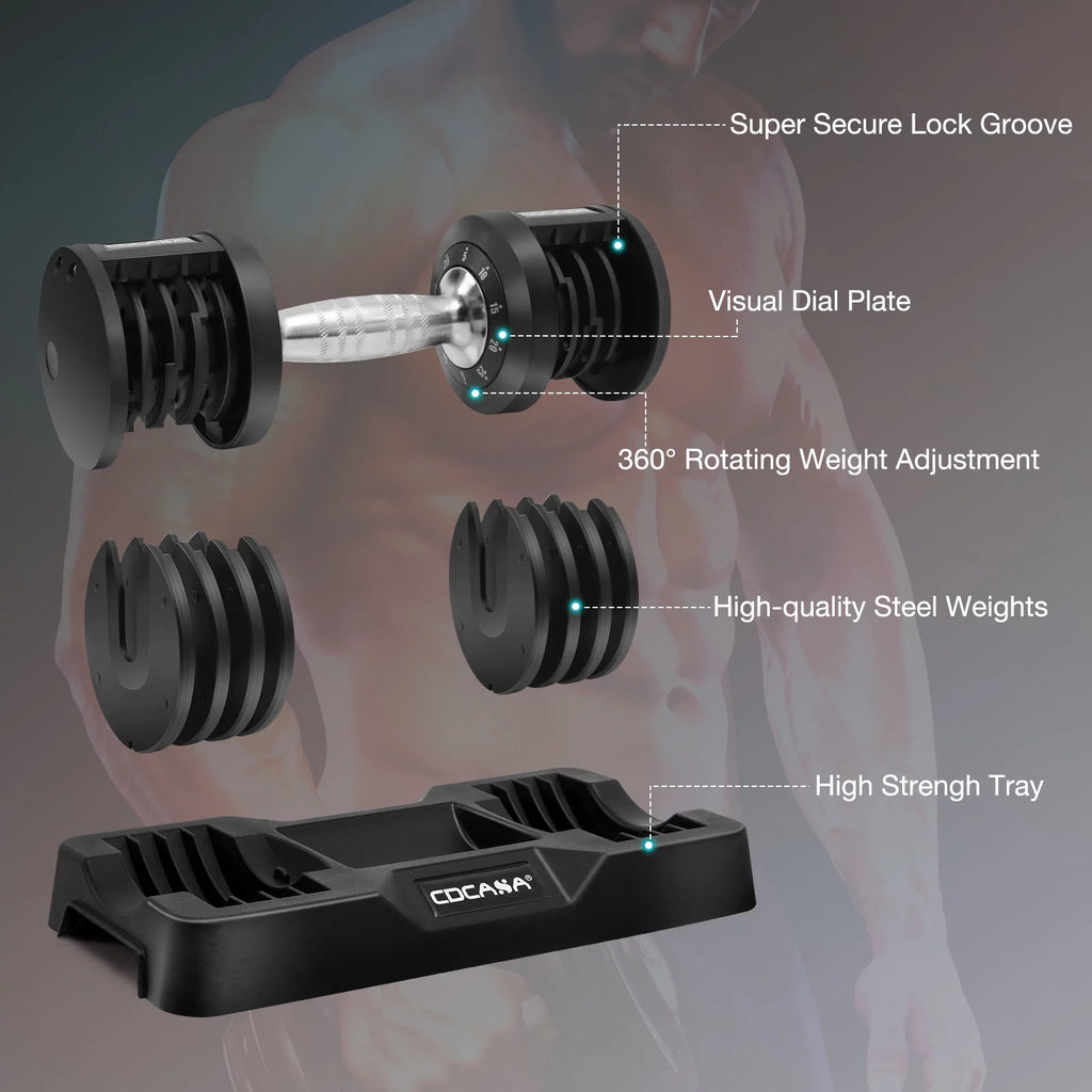 Adjustable Dumbbell Set 25 Lb Black L921