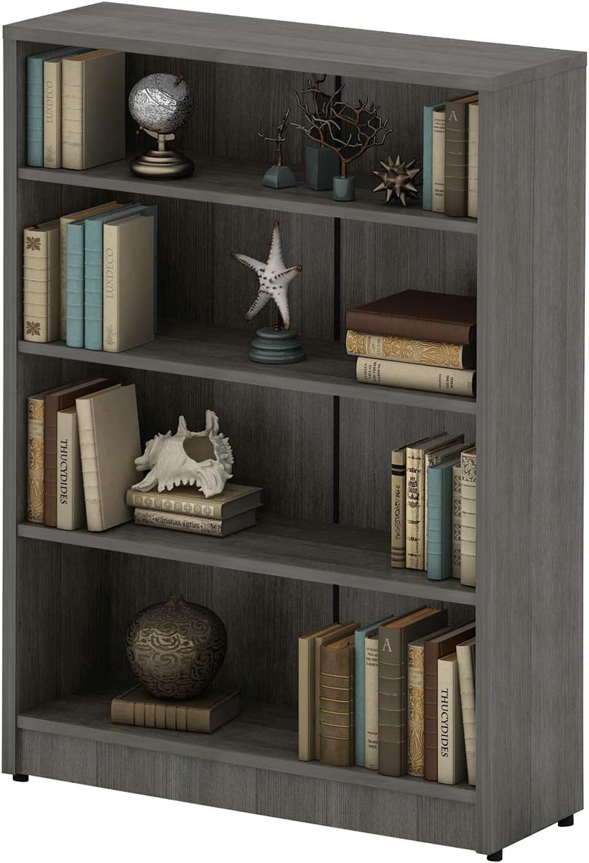 Mahogany 4-Shelf Wood Bookcase B56866