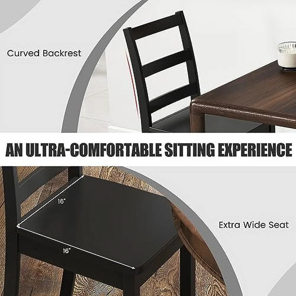 Dining Chairs Set of 2 Ladder Back Solid Rubber Wood Legs F90852
