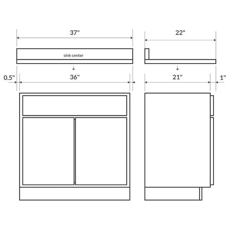 Absolute Black Granite Vanity Top 37 in x 22 in with Backsplash 4 in Spread Q6175