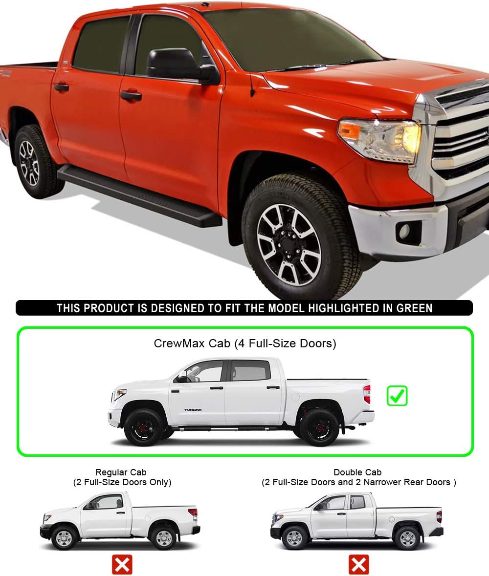 Black Running Boards for Toyota Tundra CrewMax Cab K9873
