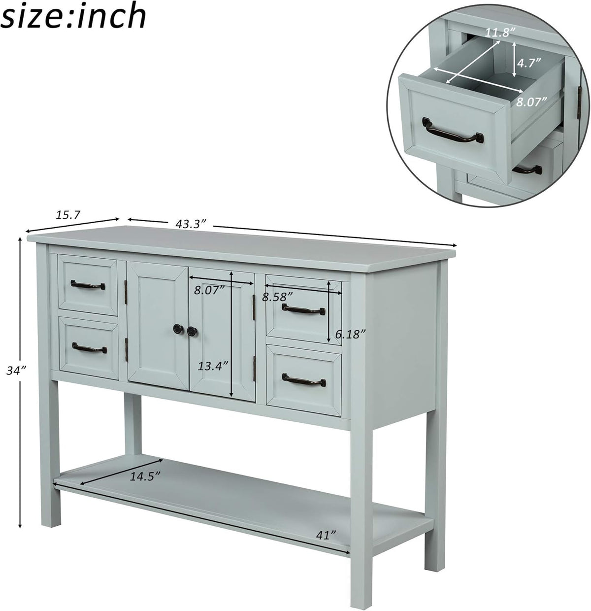 Wood Console Table with Drawer and Bottom Shelf U358396