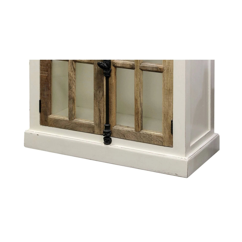 White/Natural Cabinet with Clear Tempered Glass Window I16624