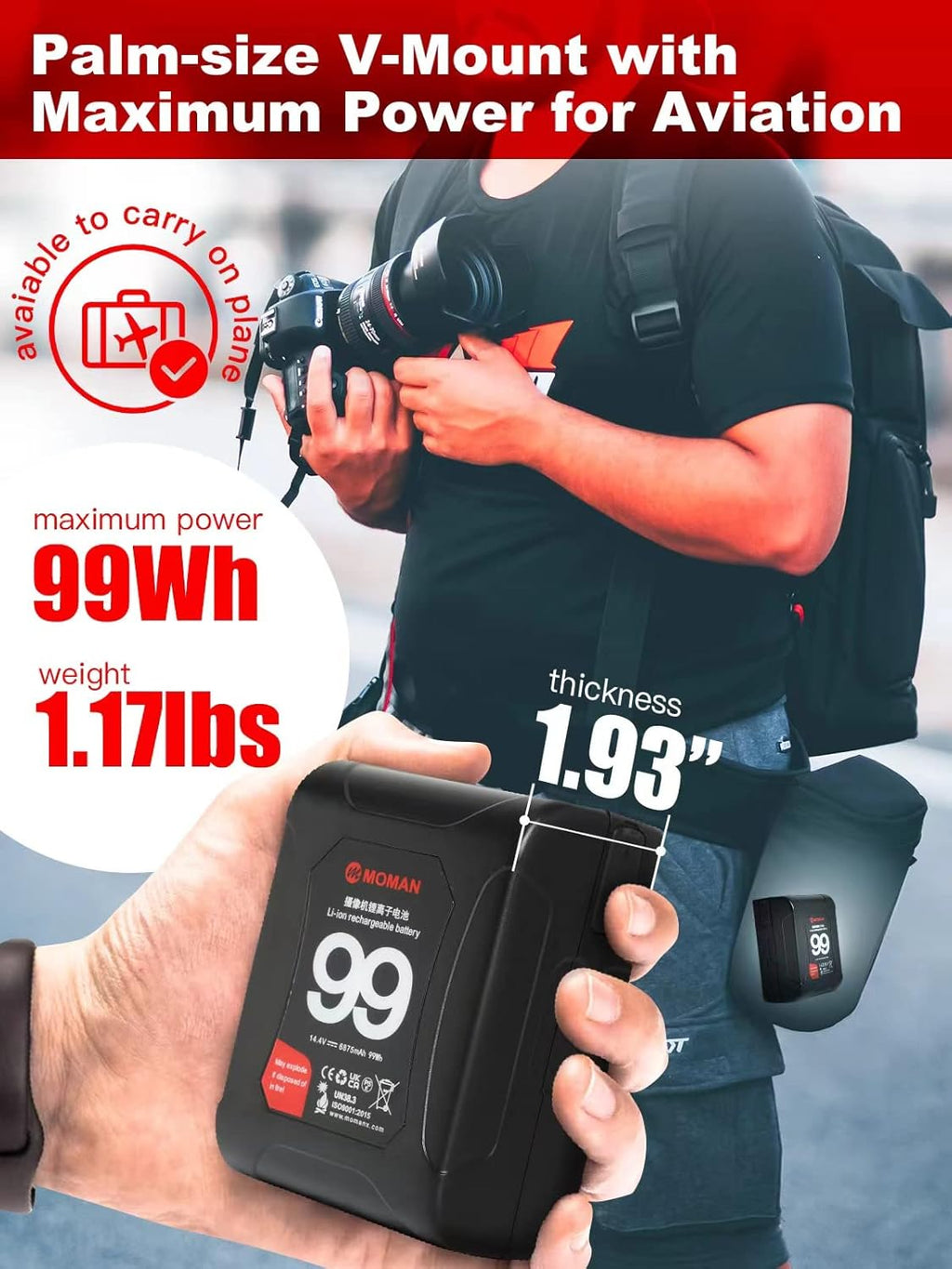 V Mount Battery 99Wh 15A with Dual D-Tap & USB Outputs H50187