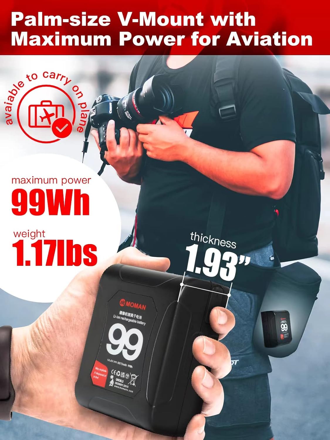 V Mount Battery 99Wh 15A with Dual D-Tap & USB Outputs H50187