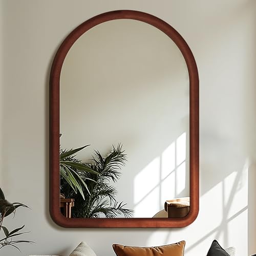 Cream White Arched Full Length Flannel Mirror R378