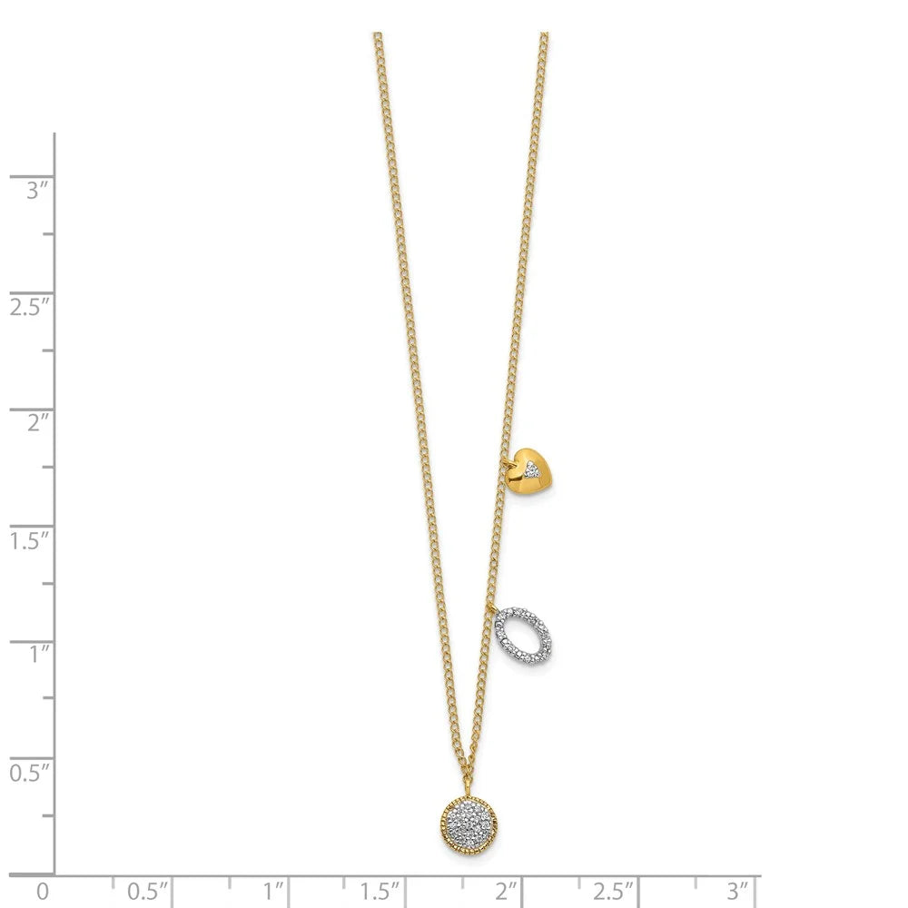 14kt Yellow Gold Diamond Circle Heart Necklace D1029