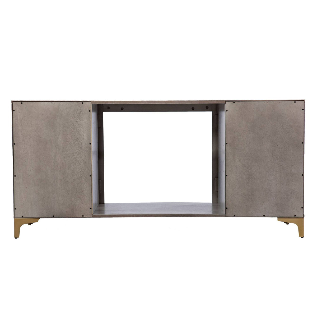 Gray/Gold Smart Fireplace with Media Storage O755768