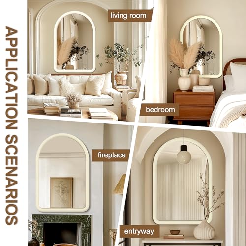 Cream White Arched Full Length Flannel Mirror R378