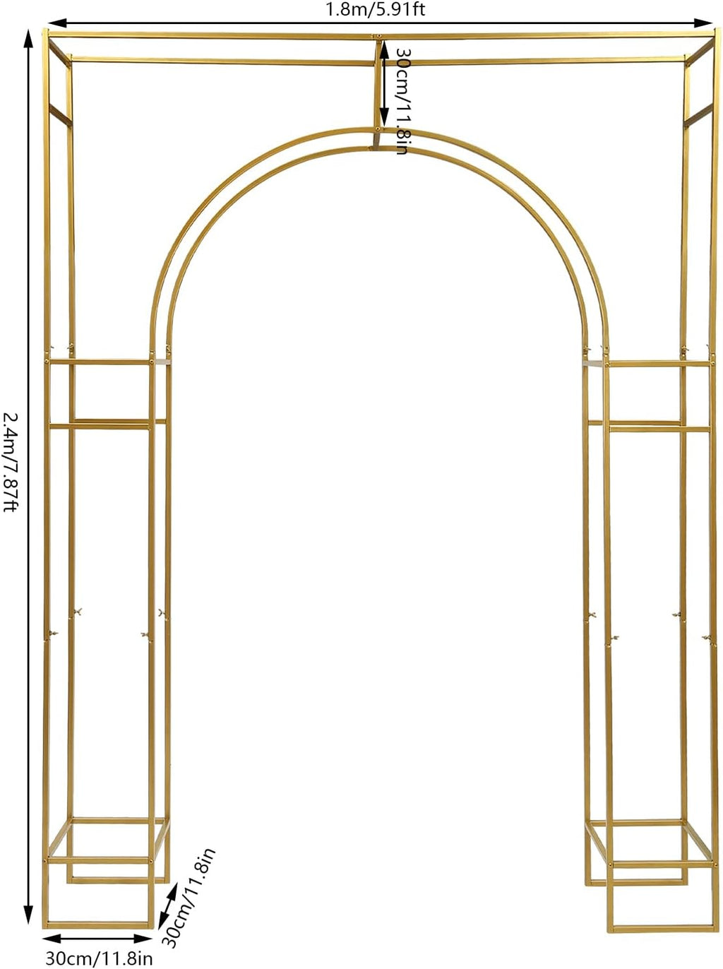 Gold Metal Arch Backdrop Stand, 7.87x5.91 FT V32458