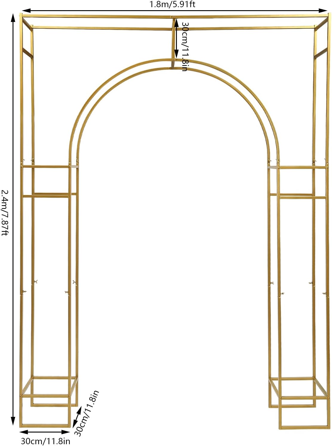 Gold Metal Arch Backdrop Stand, 7.87x5.91 FT V32458