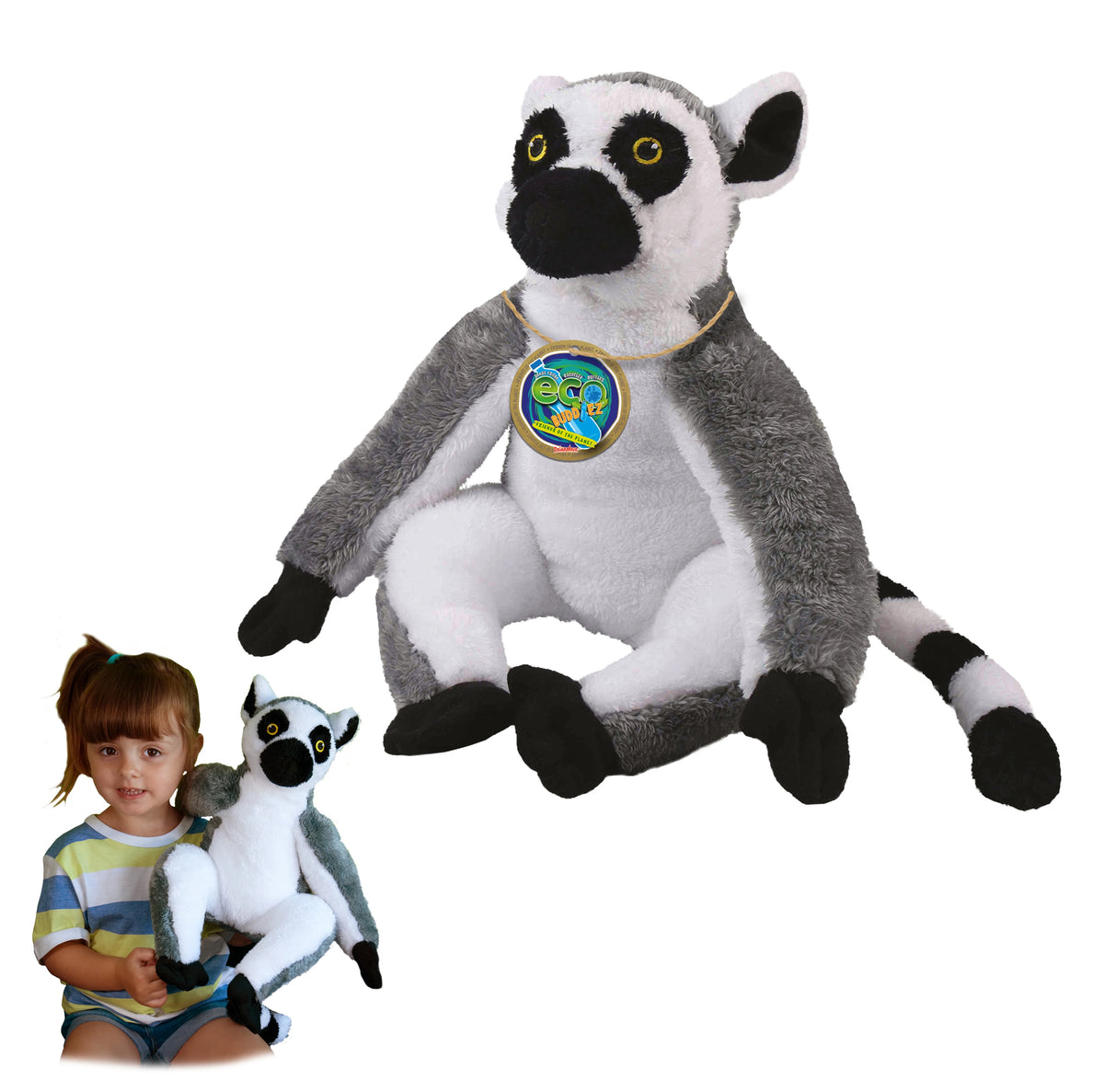 Ring Tailed Lemur 12 inch Soft Plush Toy made from Recycled Plastic Bottles L1331