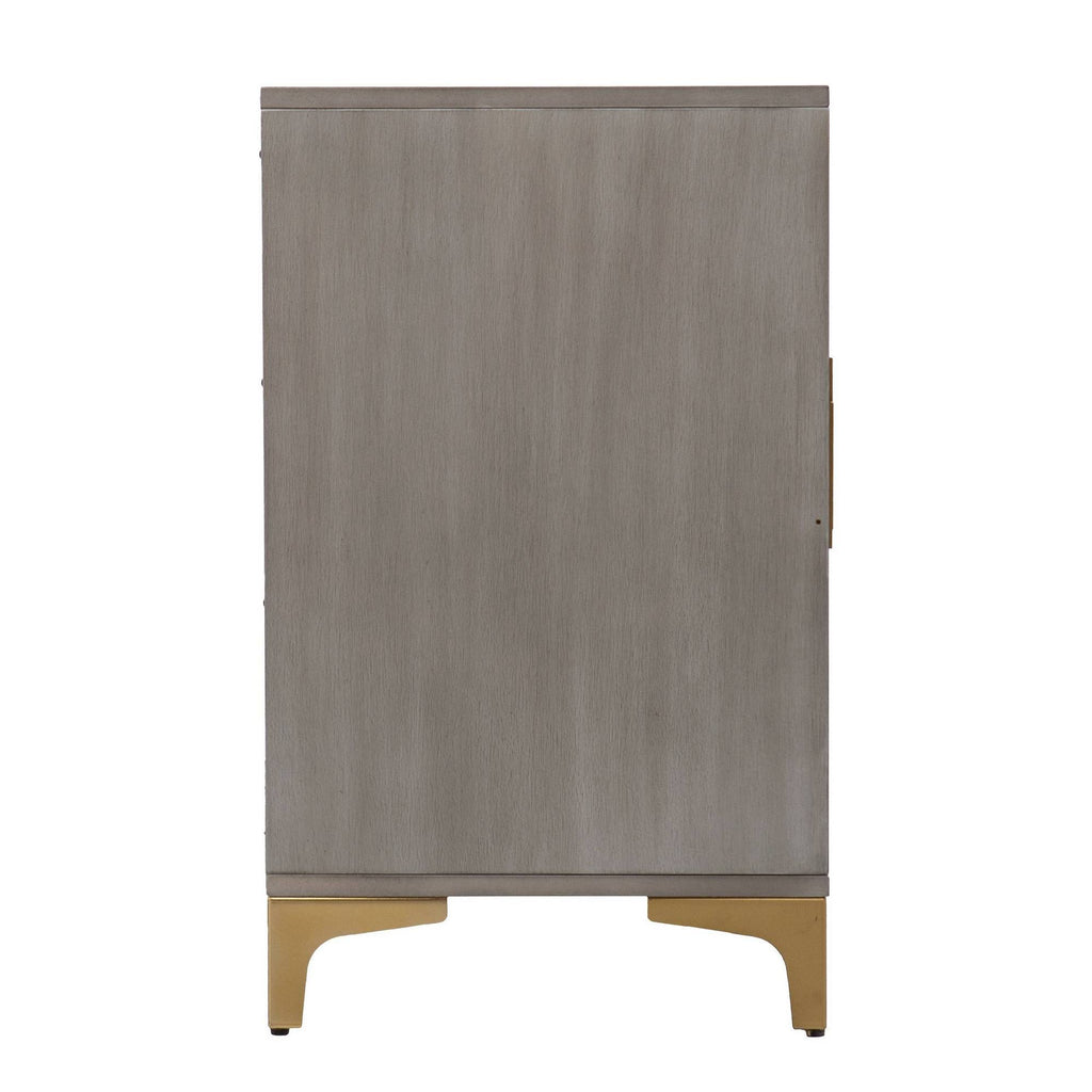 Gray/Gold Smart Fireplace with Media Storage O755768