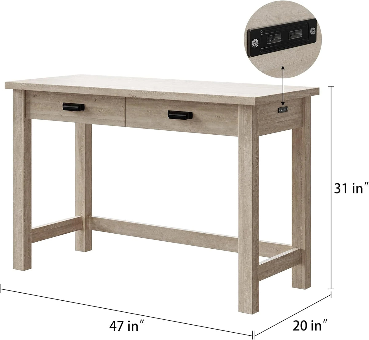 Wooden Writing Desk with Two Drawers 47 Inch E52159