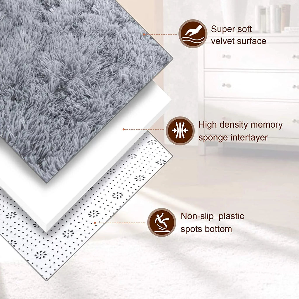 Gray Washable Fluffy Area Rug 5' x 8' L11074