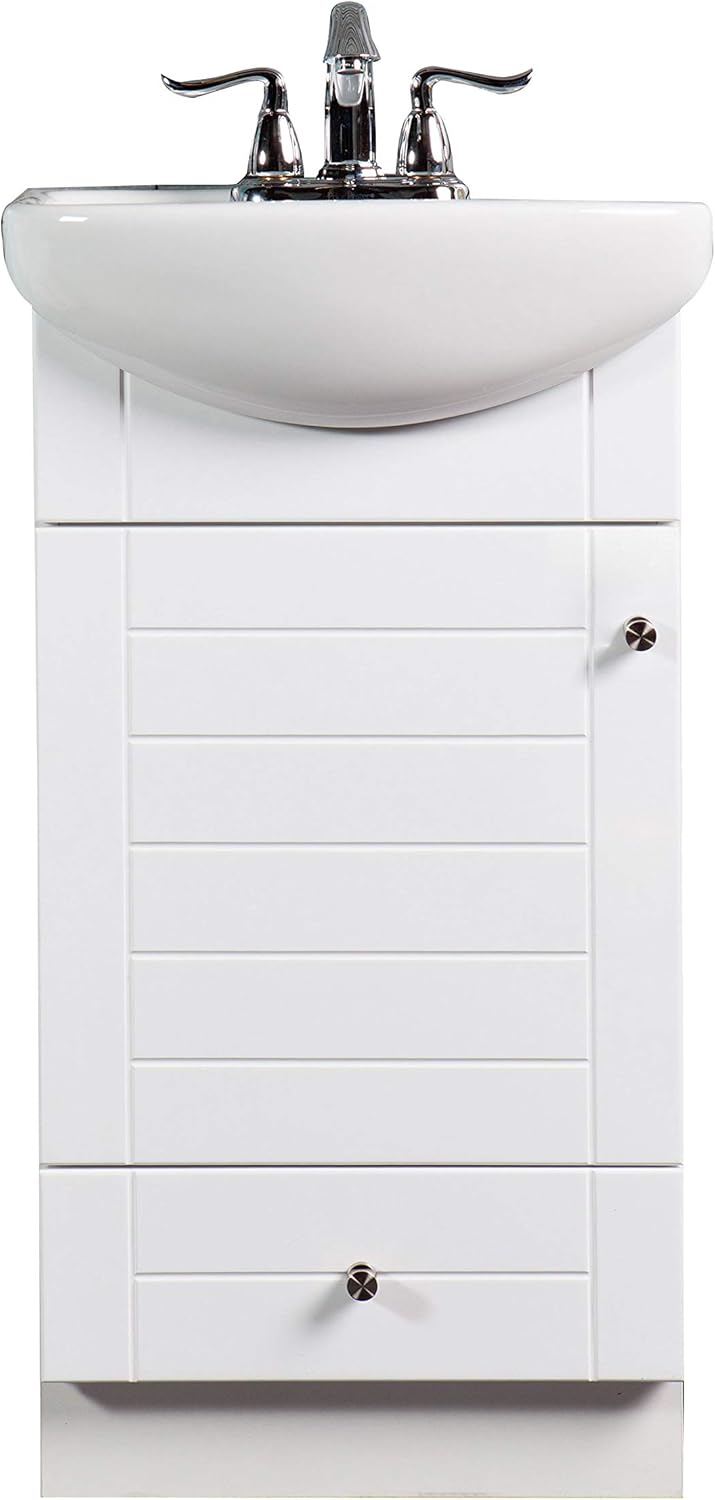 Small White Bathroom Vanity Cabinet and Sink S33916