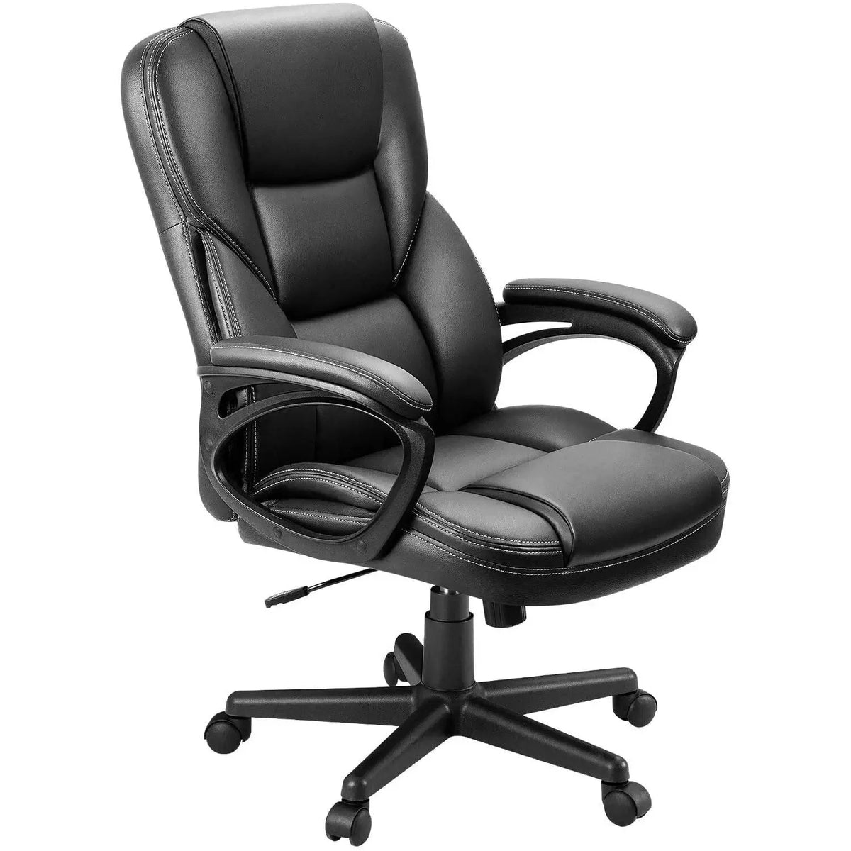 Brown Faux Leather High-Back Office Chair with Lumbar Support W749