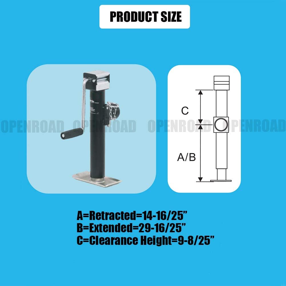 Stainless Steel Swivel Trailer Jack, 2000 lbs, 15 Inches, Pack of 2 J662