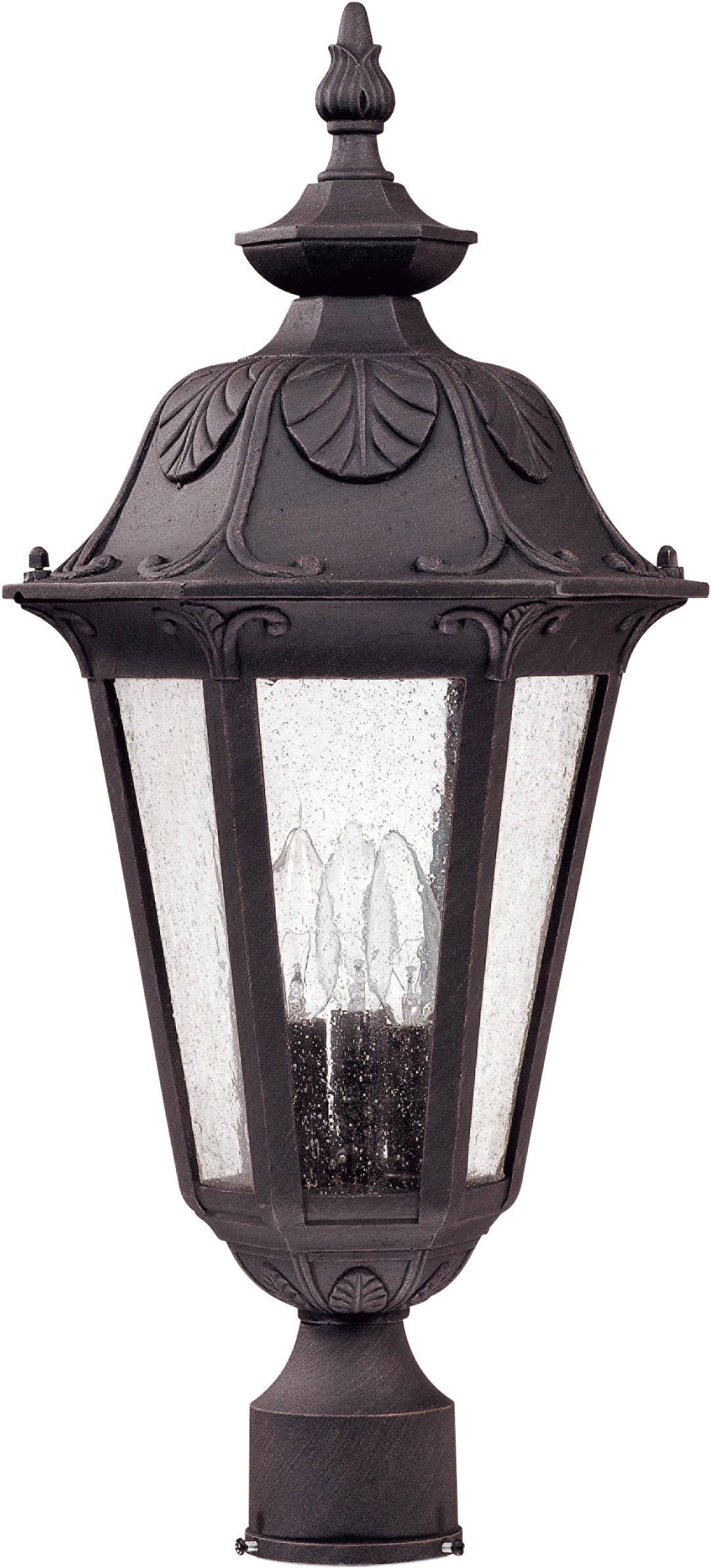 3 Light Large Post Lantern with Seeded Glass M3965