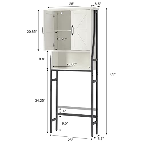 Gray Over The Toilet Storage Cabinet with Barn Doors V5650