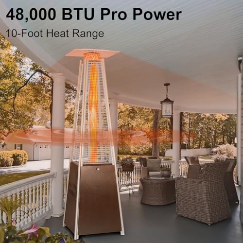 Bronze 48000 BTU Propane Patio Heater with Wheels and Cover F934