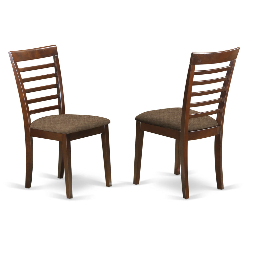 Mahogany Dining Set with Ladder Back Fabric Chairs T414540