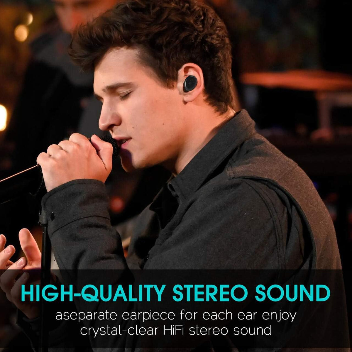 IP68 Waterproof Wireless Bluetooth 5.0 Earbuds with Wireless Charging Case, Pack of 2 U790775