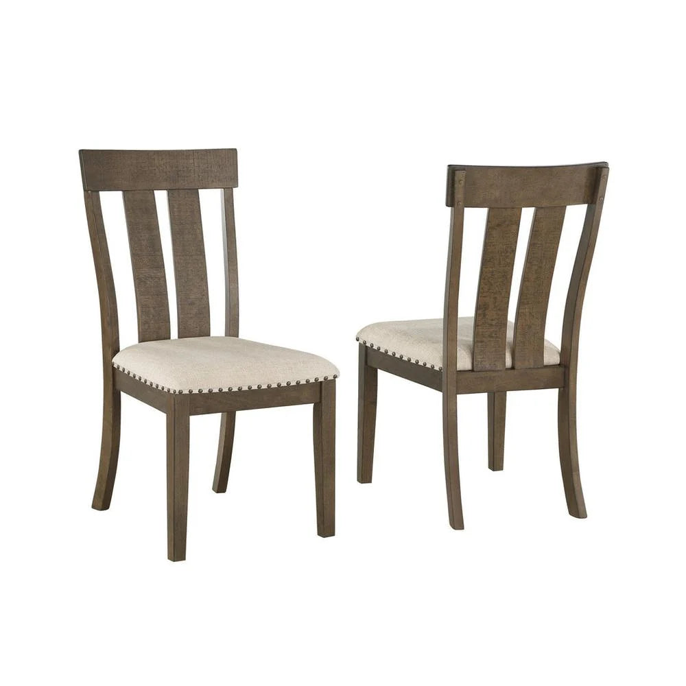 Set of 2 Beige Linen Upholstered Dining Chairs C9188