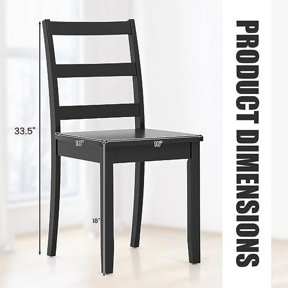 Dining Chairs Set of 2 Ladder Back Solid Rubber Wood Legs F90852