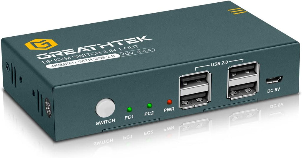 4K@60Hz Dual Monitor KVM Switch with USB 2.0 Ports and Cables B668