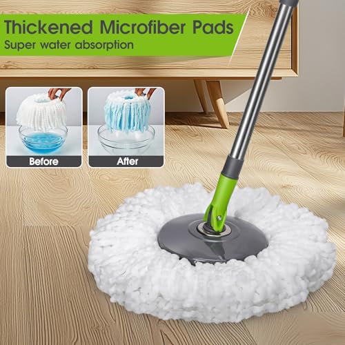 Pedal Spin Mop and Bucket with Wringer Set, 3 Mop Pads S309223