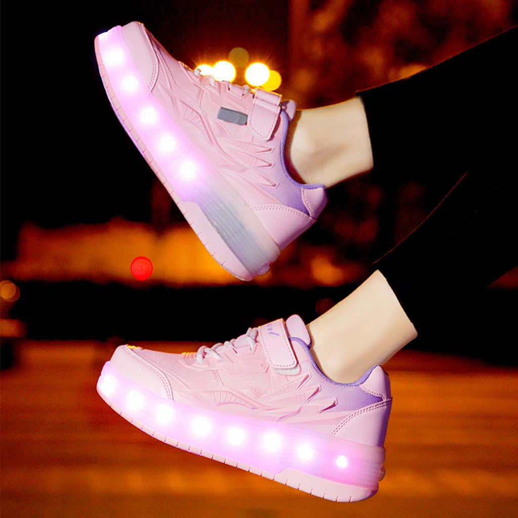 Child Teen Roller Skates Double Wheel Shoes Light Up LED shoe 12.5 size P339