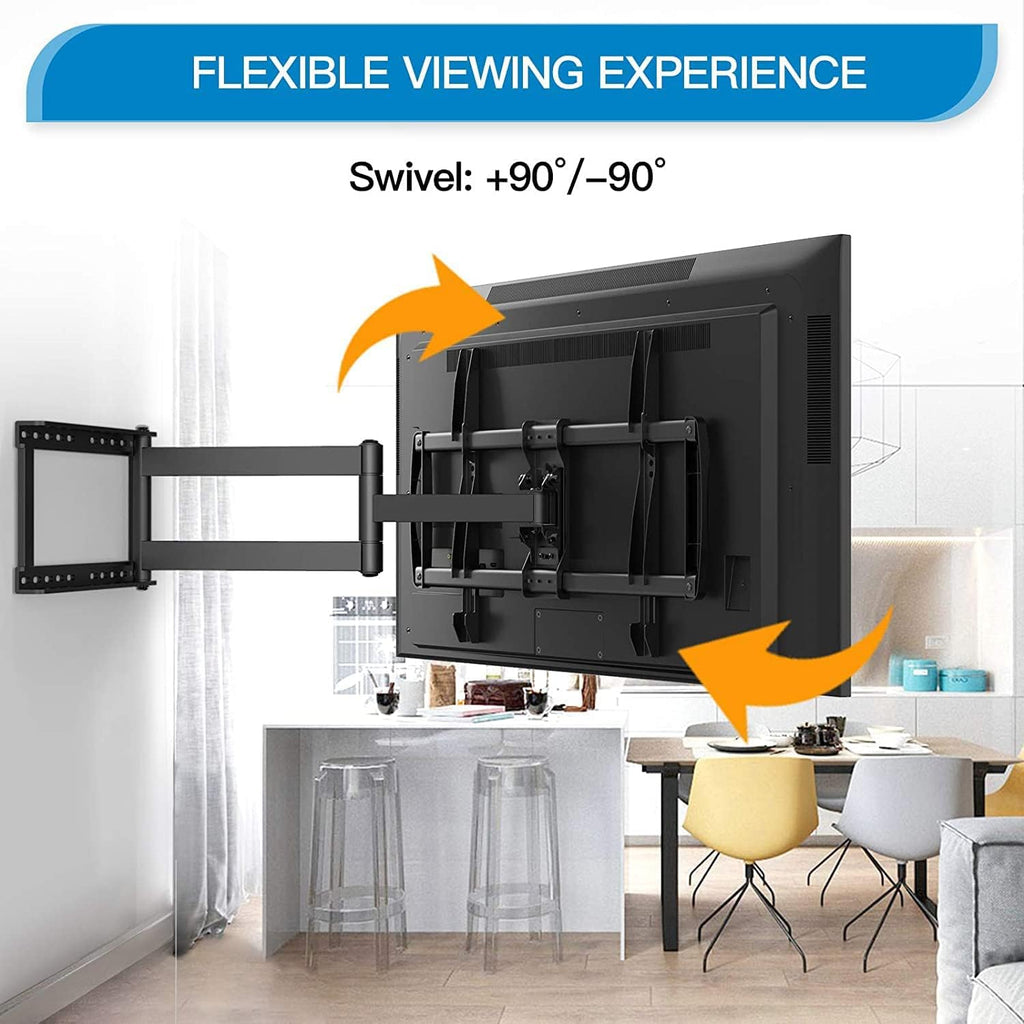 Full Motion TV Wall Mount for 37-75 inch LED LCD OLED Flat/Curved TVs with VESA 600x400mm, Articulating Corner TV Bracket Swivel & Tilt, 28 inch Arm Extension, Holds TVs up to 110lbs I9342