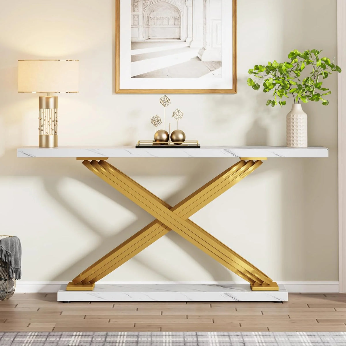 55" Faux Marble Console Table W867